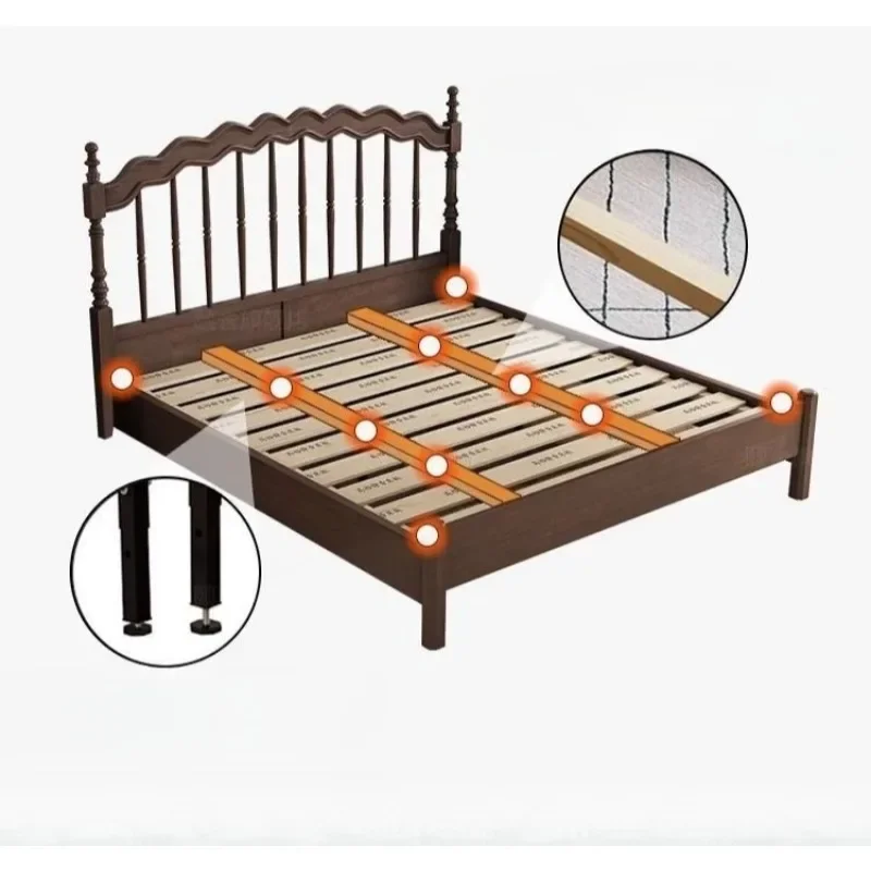 

Wooden bed master bedroom double bed modern minimalist antique