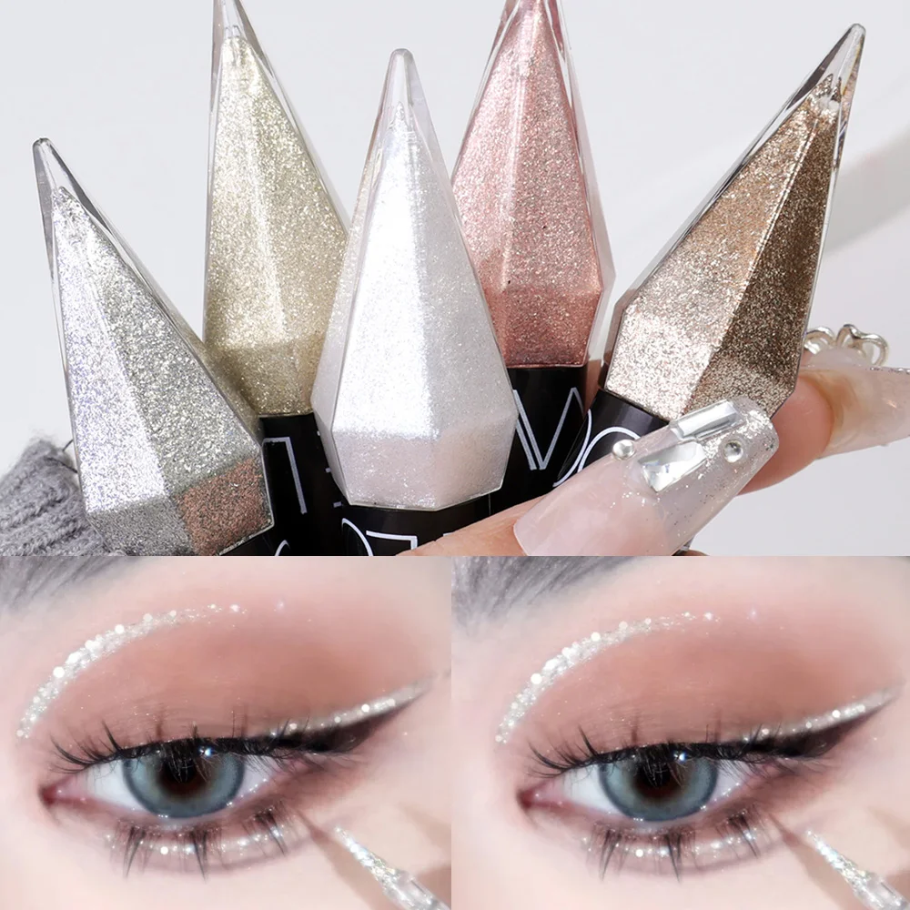 Wasserdichter Diamant Lidschatten Eyeliner Stick glänzender Glitzer Silber Roségold Pailletten Text marker flüssiger Lidschatten koreanisches Make-up