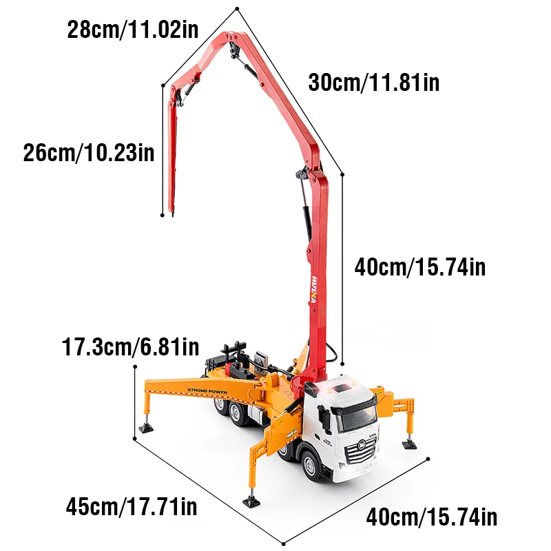 HUINA 1:18 Semi-lega telecomando pompa di cemento camion giocattolo 11 canali ingegneria edile elettrico RC camion di cemento giocattoli regalo