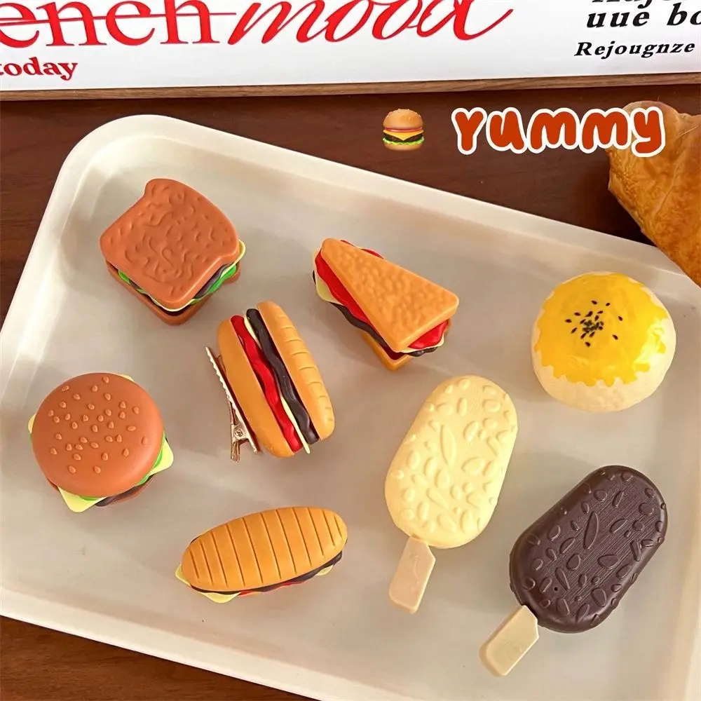 Sandwiches Simulation Food Hairpin Ice Cream Hamburger Cute Hair Clip Child Duckbill Clip Photo Props Fake Food Hairpin Daily