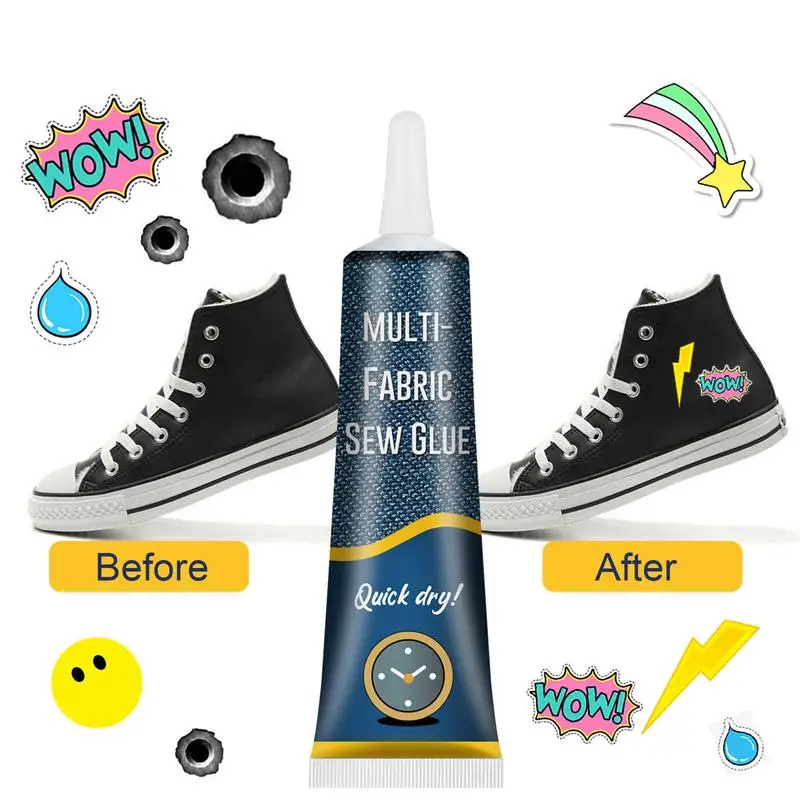 50ml Liquid Sew Glue Quick Dry Fabric Stitches Adhesive Versatile Fabric Patching Glue Waterproof for Clothing Textiles