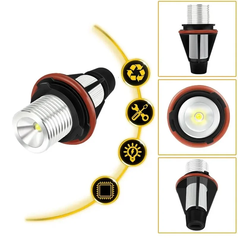 2Pcs Error Free Angel Eye Halo Ring Marker Side Light LED Bulb 5W Car Headlight Fog Lamp For BMW E39 E53 E60 E61 E63 X5 530i