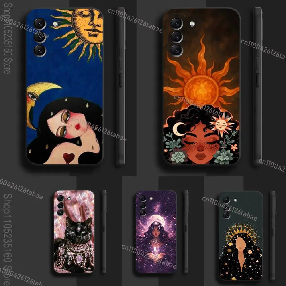 Suns Moons Clouds Astrological For Samsung Galaxy A73,31,32,72,41,53,52,71,22,5G,Note,J7,8,9 Soft Black Phone Case