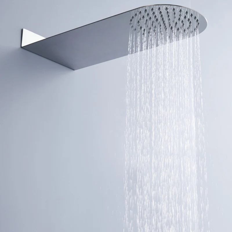 Bathroom Shower Faucet Wall Mounted Round Rainfall Shower Head Concealed Ultra Thin Stainless Steel Shower Board