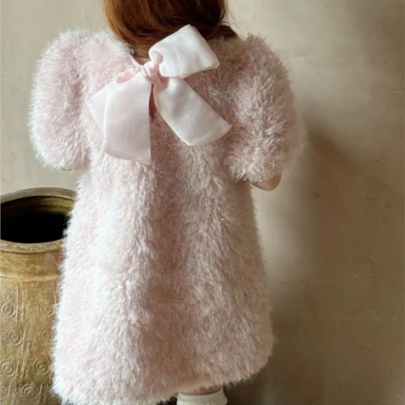 Fashion Baby Girl Princess Cotton Thick A-line Dress Puff Sleeve Infant Toddler Child Autumn Winter Vestido Baby Clothes 1-7Y