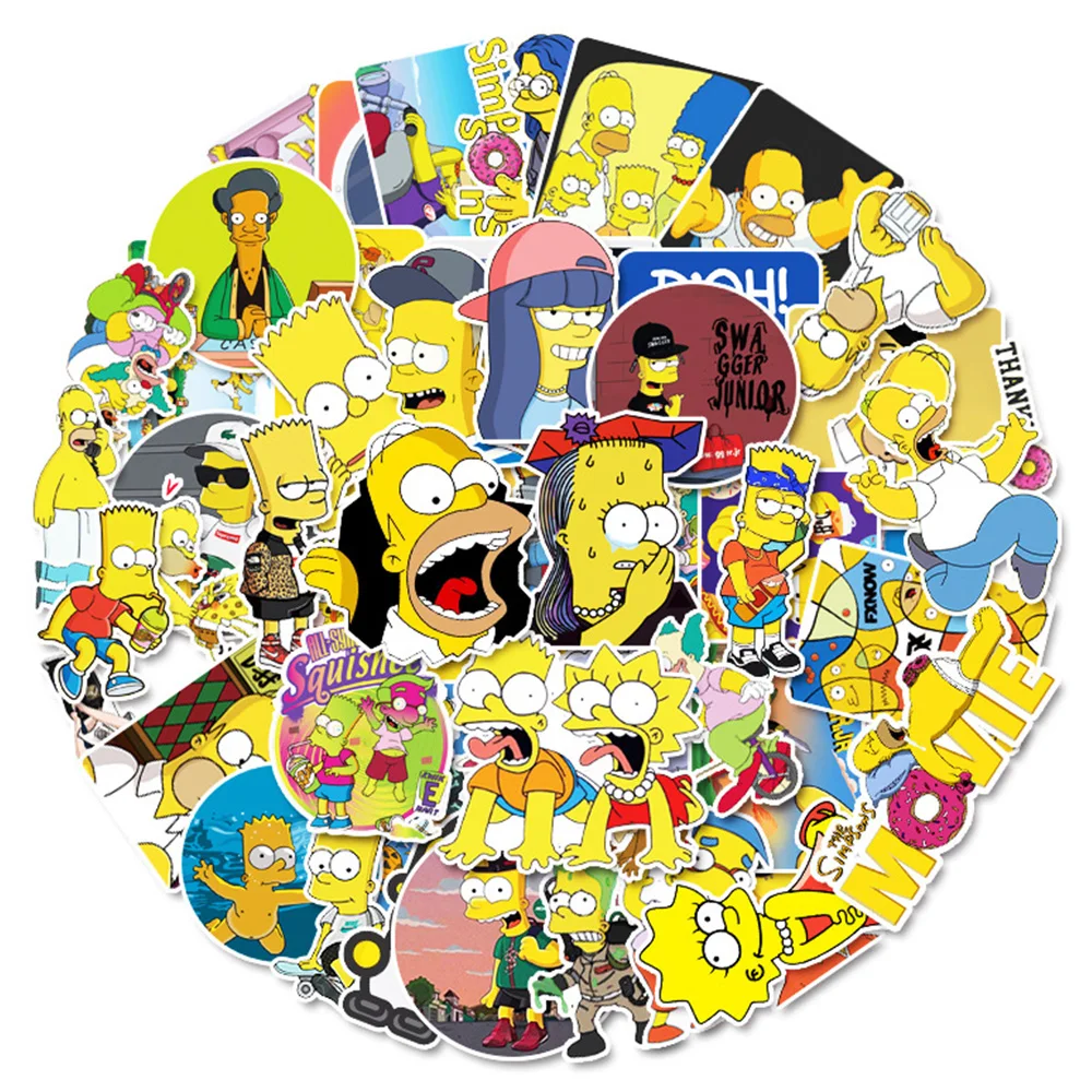 10/30/50pcs Cartoon The Simpsons Stickers for Laptop Water Bottle Phone Case Motorcycle Waterproof Cute Kids Sticker Toys Decals