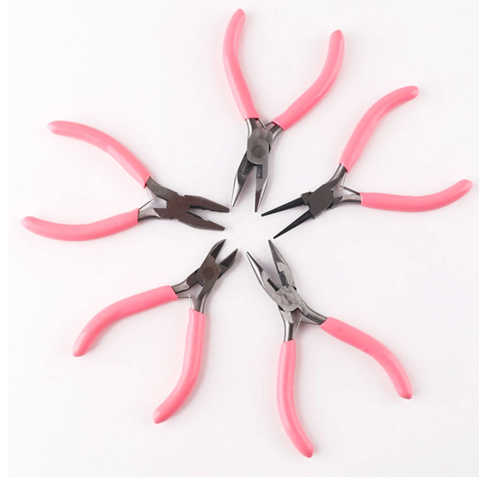 Pink 5-inch manual pliers, pointed nose pliers, DIY household small pliers, diagonal pliers, round nose pliers, steel wire plier