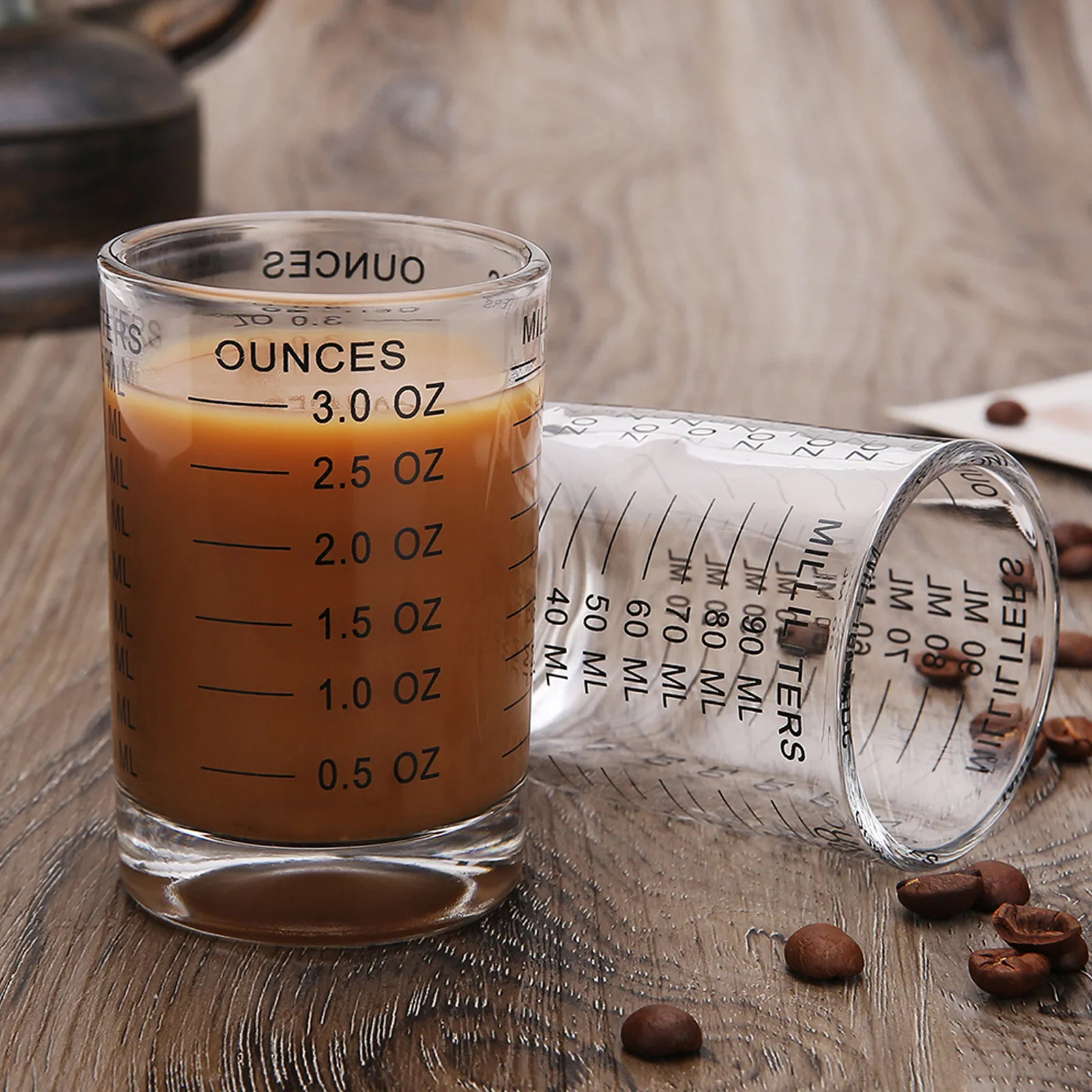 Glass Measuring Cup Multipurpose Household Milk Glass Coffee Cup with Scale for Latte Art Kitchen Use Coffee Shop Bar