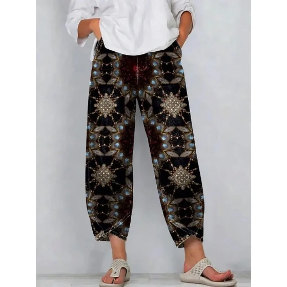Böhmische Ethnische Tribal-Print Cropped Harem Caprihose Lose Tulpenförmige Wickelhose Knöchellange Freizeithose Baumwolle Streetwear XXS-4XL – Detail 6