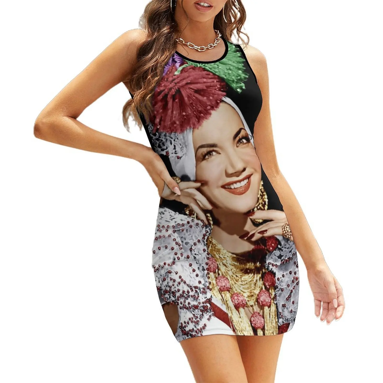

Carmen Miranda Sleeveless Sundress women formal occasion dresses dress for woman Woman dresses