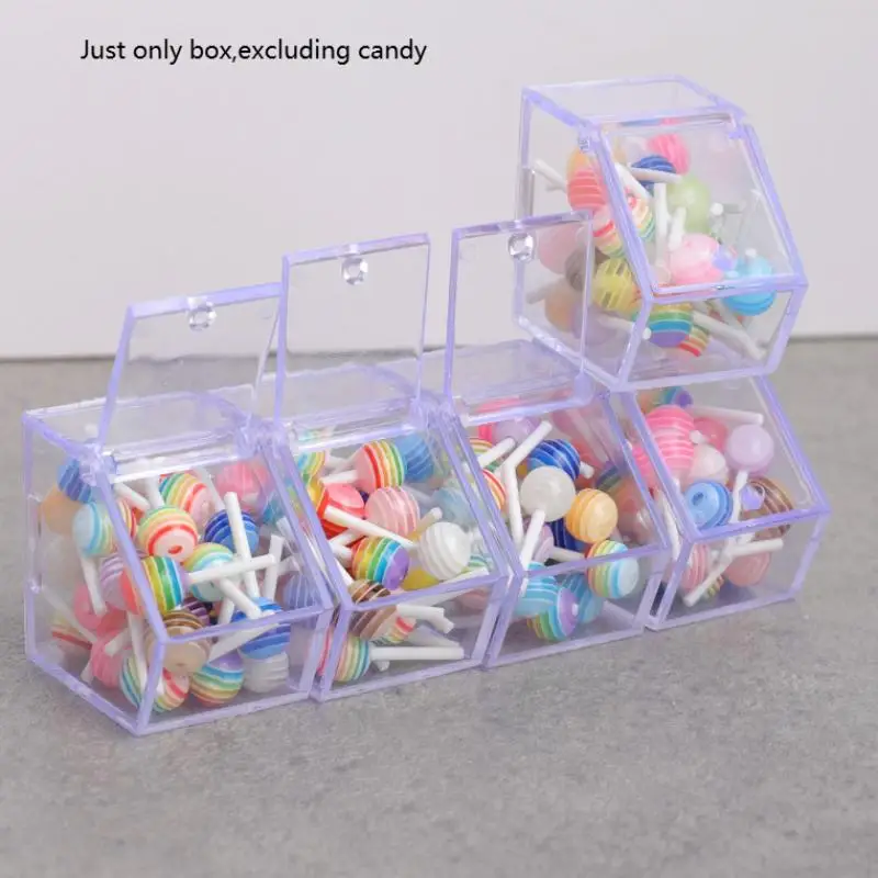 5Pcs/set Dollhouse Display Rack Model Mini Transparent Candy Storage Box Dolls House Supermarket Scene Decor Toy Accessories-Toy