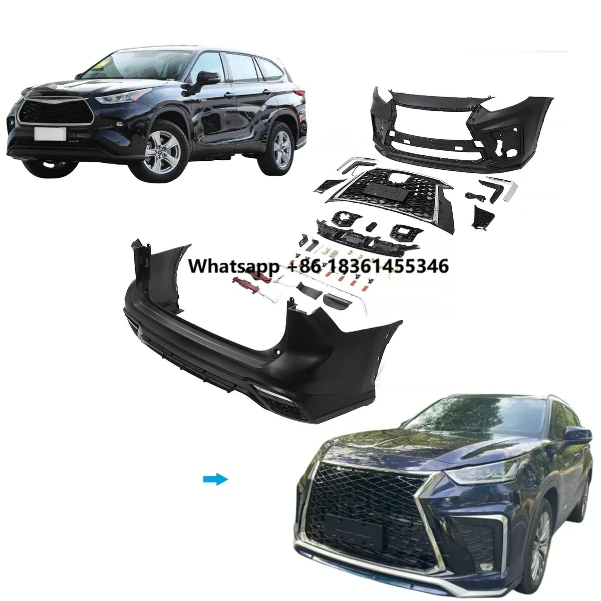 

Upgrade-Ready FOR Highlander InspiredLexus- Sleek Carbon Fiber Front Bumper Grille BODYKIT 2022-2023