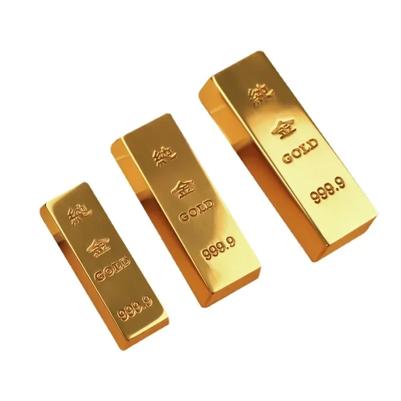 Pure Copper Imitation Gold Bar Fake Gold Bar Ingot Brass Solid Props Gold Bullion Copper Gold Bar Decor Home Decor Home Decore