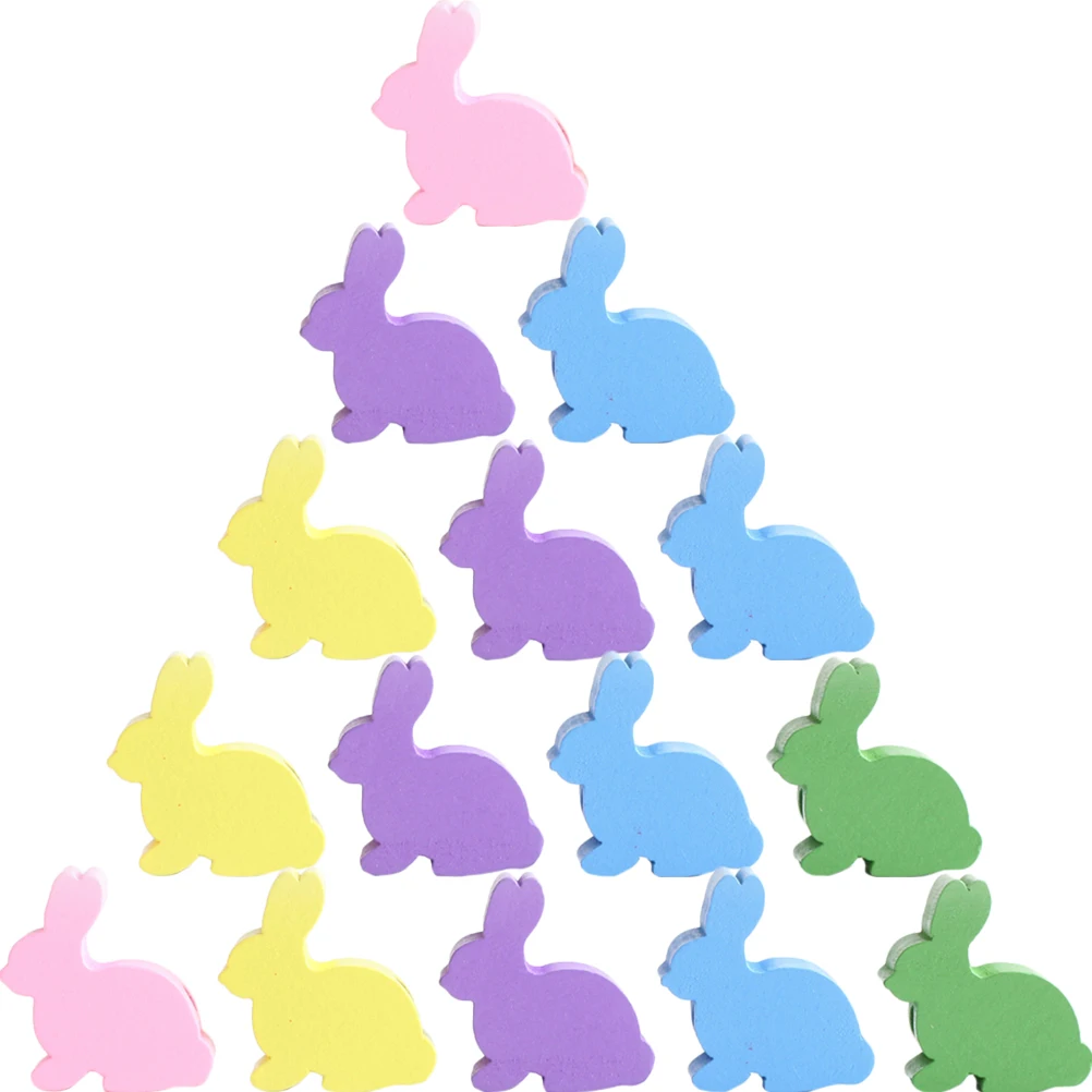 

50pcs Wooden DIY Spacer Beads Accessories Bunny Rabbit Easter Easter Party Decoration Crafts Loose Spacer Bright Colors