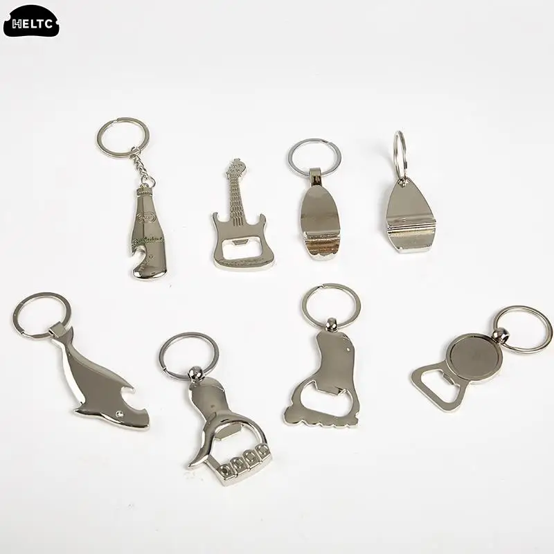 1pcs Metal Beer Keychain Bottle Opener Shark/Guitar Style Kitchen Accessories Wedding Party Favor Gifts For Guests