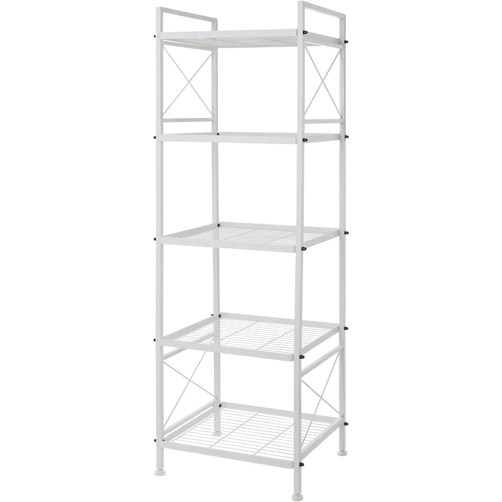 

YOHKOH 5 Tier Metal Storage Rack Closet Shelves,Standing Storage Shelf Units for Laundry Bathroom Kitchen Pantry Closet(White,17