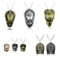 Horror Movie Alien Figure Mask Necklace Predator Head Pendant Necklace Men Jewelry Collier