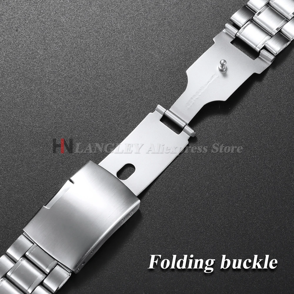 Cinturino per cinturino in acciaio inossidabile 18mm 20mm 22mm per Seiko per Omega per Rolex Orologio da uomo con fibbia pieghevole Accessori per orologi