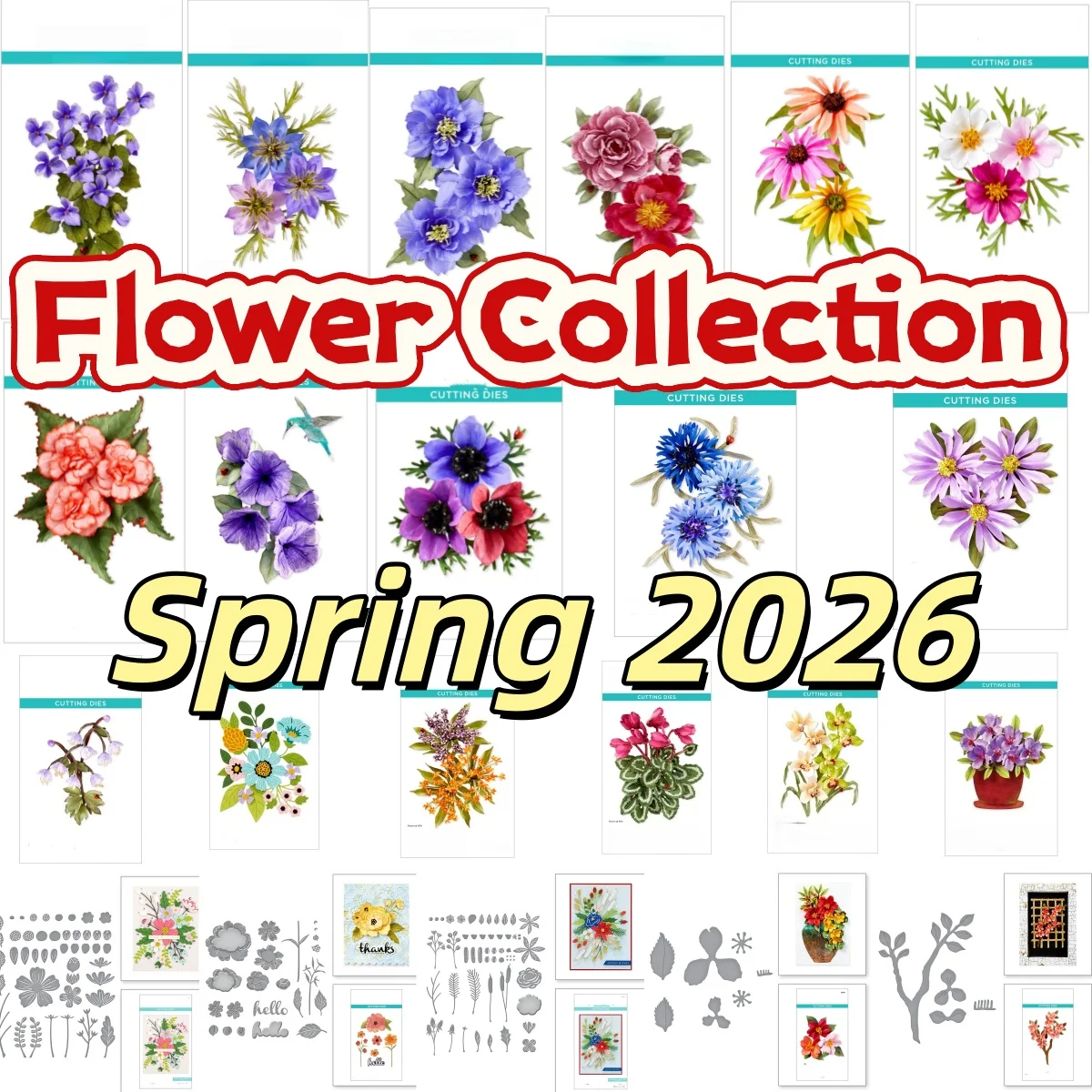 

Spring 2026 Flower Collection Wild Violet Ladybugs Metal Cutting Dies for DIY Making Card Scrapbook Embossed Decoration New