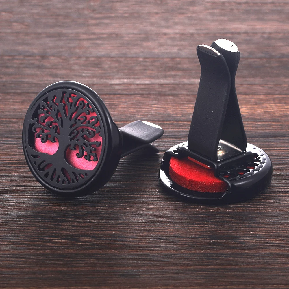New Vintage Black Essential Oil Diffuser Locket Pendant Car Air Freshener Aroma Diffuser Clip Auto Vent Aromatherapy Jewelry