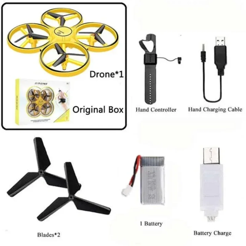 Dron controlado a mano RC Mini Quadcopter gestual Flying LED Lights, mantenimiento de altitud, Control de reloj, juguetes para niños, regalos de cumpleaños