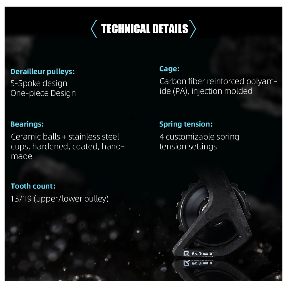 نظام عجلة بكرة LEXON RS Derailleur 13T-19T سيراميك كامل كبير الحجم لترقية مجموعة دراجة الطريق Shimano R7000-R9250 #6