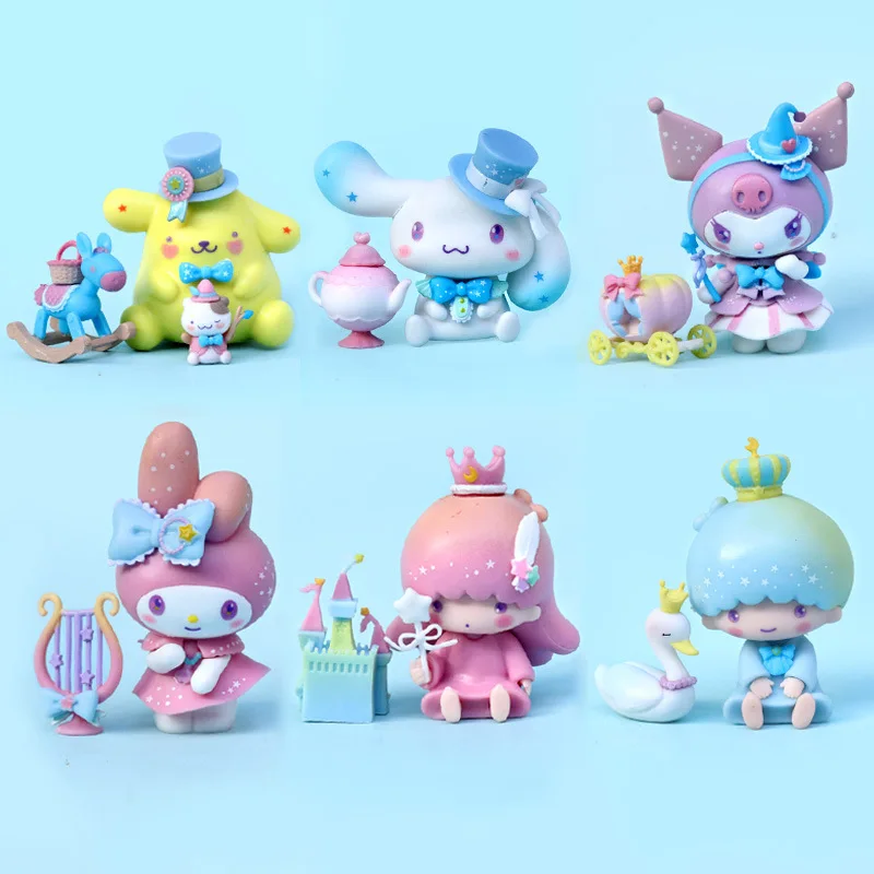 Kawaii Sanrio Anime Figure Cinnamoroll Pachacco Kuromi Doll Hello Kitty Action Figures DIY Cake Decorate Toys Gifts for Children