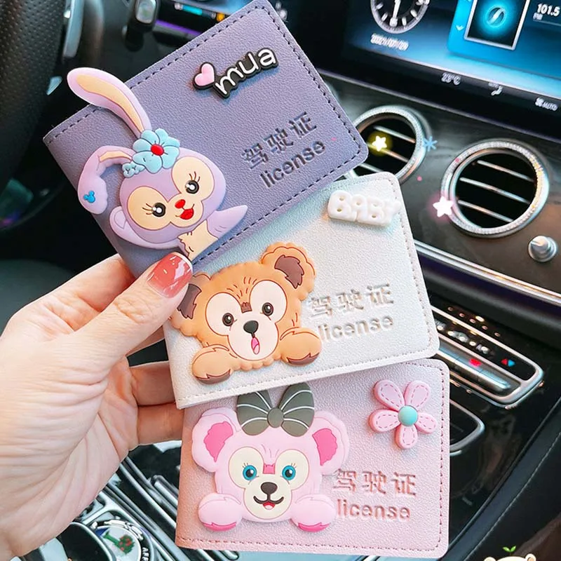 Stellalou Duffy-Bear Unisex PU Driver License Holder Leather Cover Car Driving Cover Business ID Pass Wallet Case Card Holder