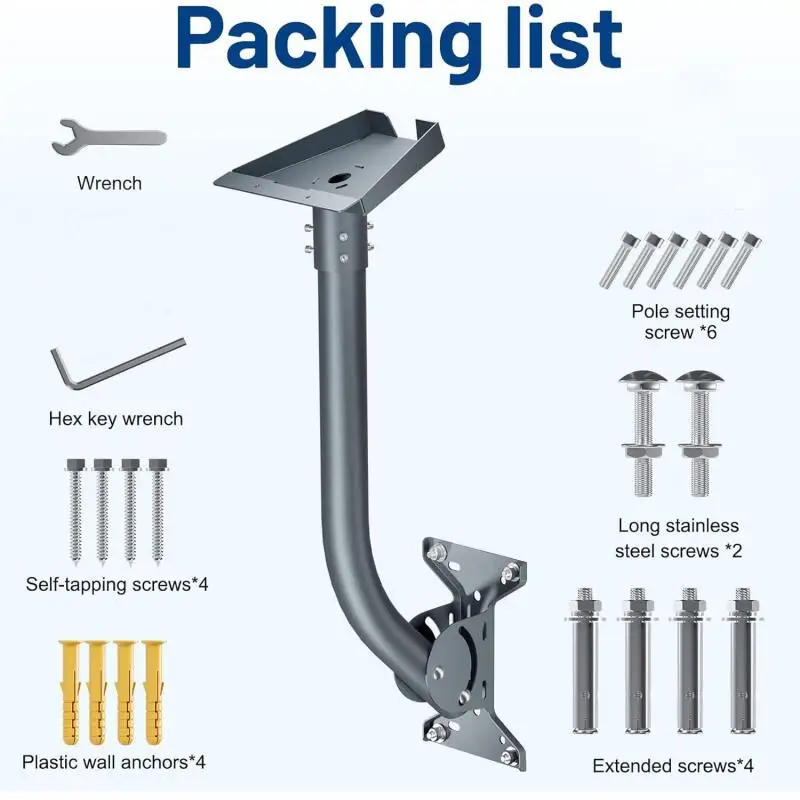 

Starlink Gen3/v4 Mounting Kits Metal Iron Long Pipe Adapter Base Wall Roof Satellite Mount Brackets Starlink V3 Accessories