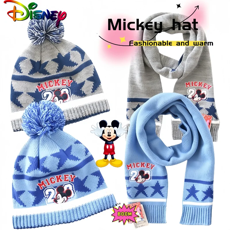 

Disney Mickey Children's Knitted Hat and Scarf Set, Cute Cartoon, Soft Winter Hat for Boys and Girls, Warm Birthday Gift