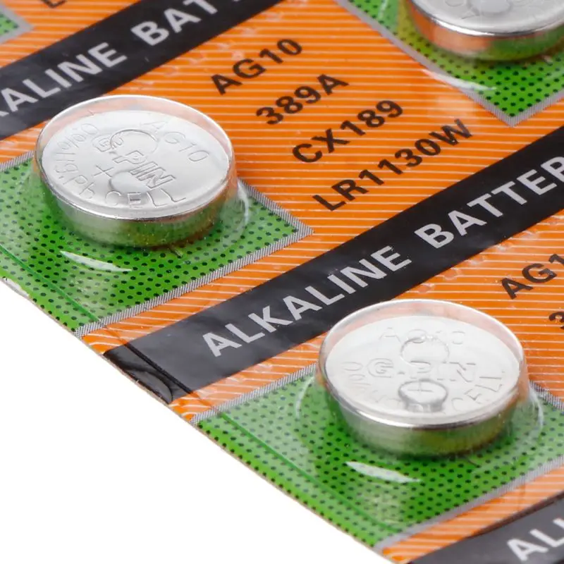 090F 10PCS Button Coin Cell Battery AG10 1.5V Watch Batteries SR54 389 189 LR1130 SR1130 Control Remote Accessory