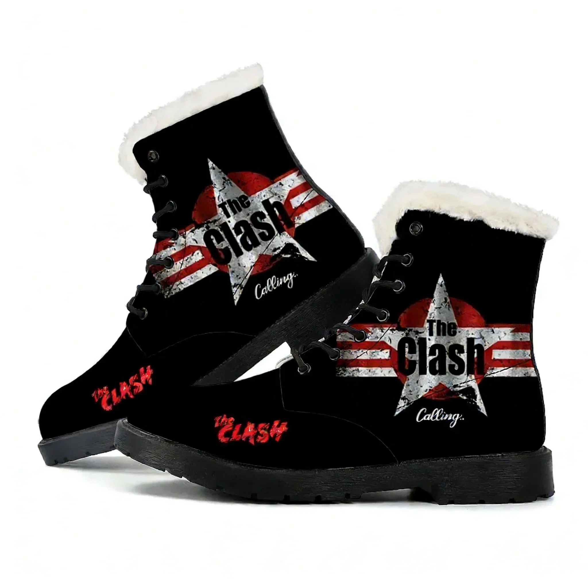 The Clash Rock Band Plush Boots Mens Womens Teenager Shoes Outdoor Casual Boot Light Couple High quality Customize Boots
