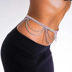 Colorful Crystal Waist Chain Belt Ballroom Underwear Accessories Sexy Multilayer Rhinestone Dance Belly Chain Dress for Women