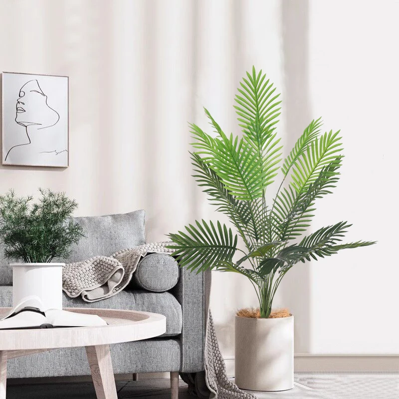 1 unidad de plantas falsas grandes de 120cm, palmera Tropical, planta Artificial de plástico verde, Palma Areca, rama de árbol de imitación para decoración del hogar y la cocina