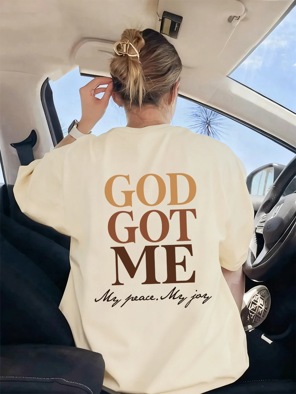 

Футболки с буквенным принтом God Got Me, женские летние свободные топы с круглым вырезом, мягкие футболки с короткими рукавами, базовая удобная женская одежда