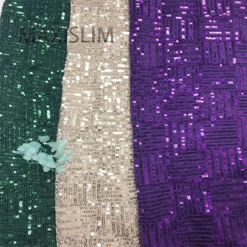 European And American Style 3MM Slightly Stretchy Mesh Sequin Fabrics Suit Evening Dress DIY Fashion Design Fabric Wide：125CM