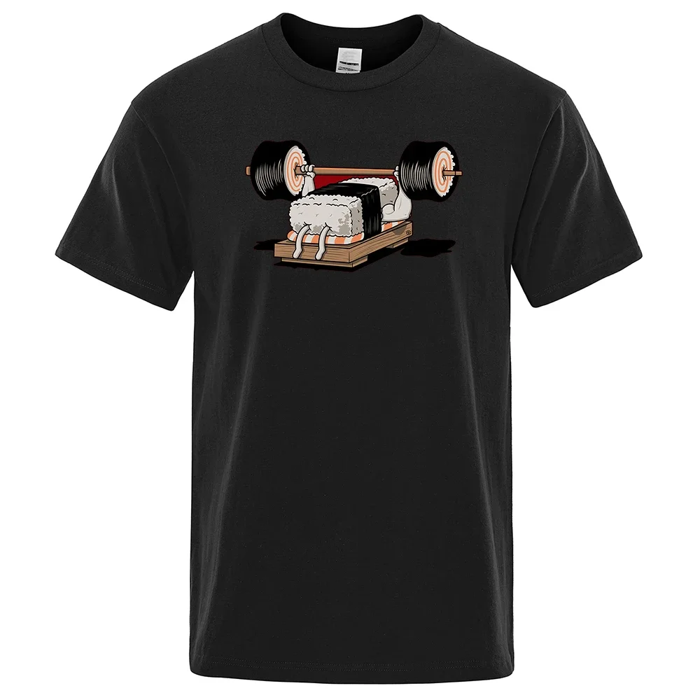 Cartoon Of Dumbbells Being Lifted Print Tshirts Comfortable cotton Tshirt men Clothing