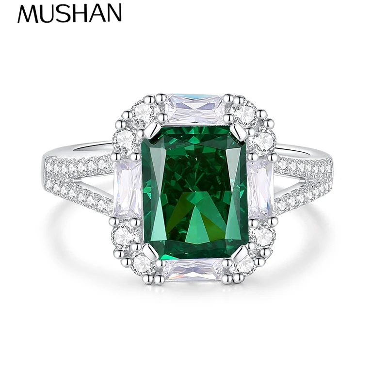 

Ювелирное изделие MUSHAN: роскошное кольцо из серебра 925 пробы с изумрудом и высокоуглеродистым бриллиантом для женщин, в стиле Ins.