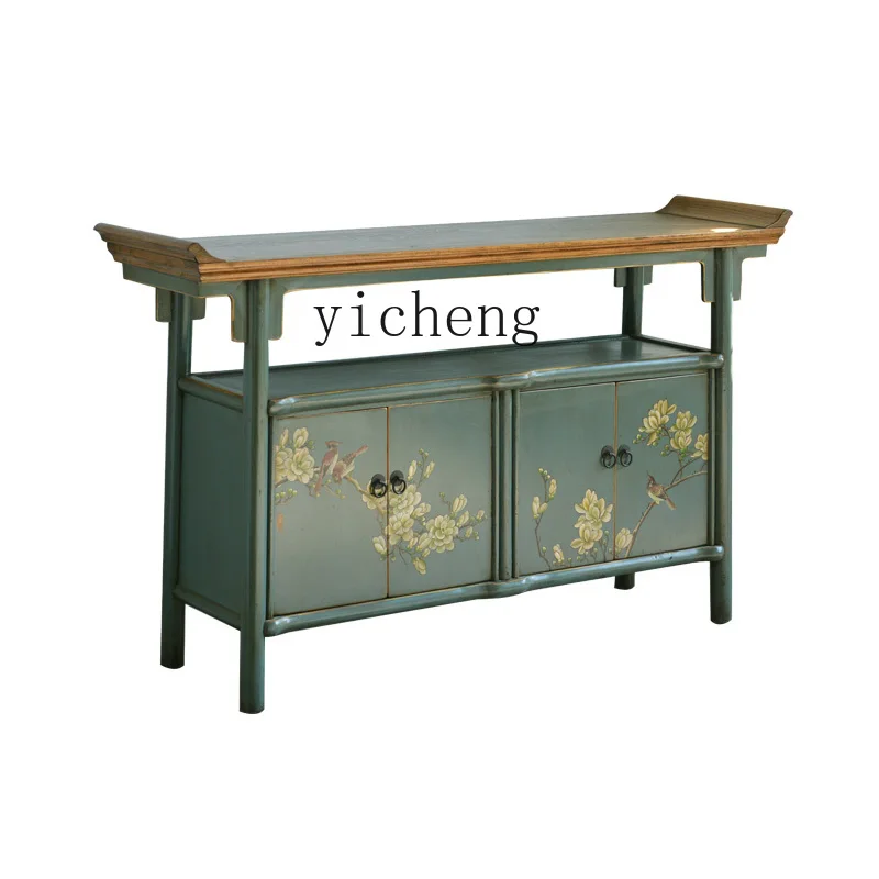 

XC Drawn Flowers and Birds Guest Living Room Entrance Cabinet Sideboard Cabinet Decorative Storage Low Cabinet Storage Cabinet