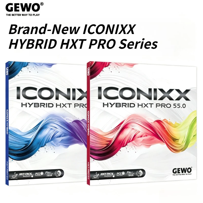GEWO ICONIXX HYBRID HXT PRO Legend 48/55 Table Tennis Rubber Pips in MAX Cake Sponge 48°/55° Slightly Tacky Ping Pong Rubber