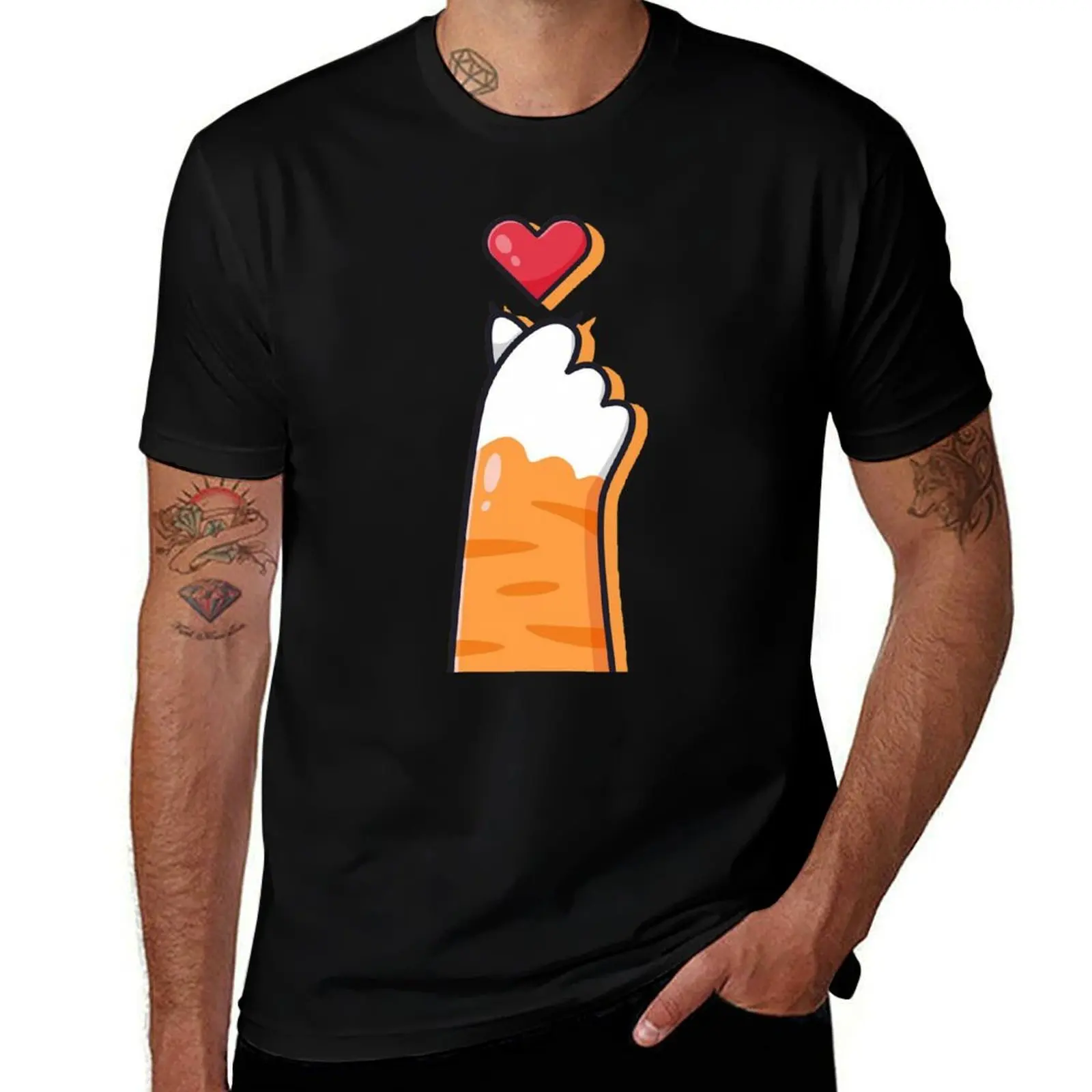

Cat's paw heart T-Shirt Casual Minimalist Short Sleeve Top