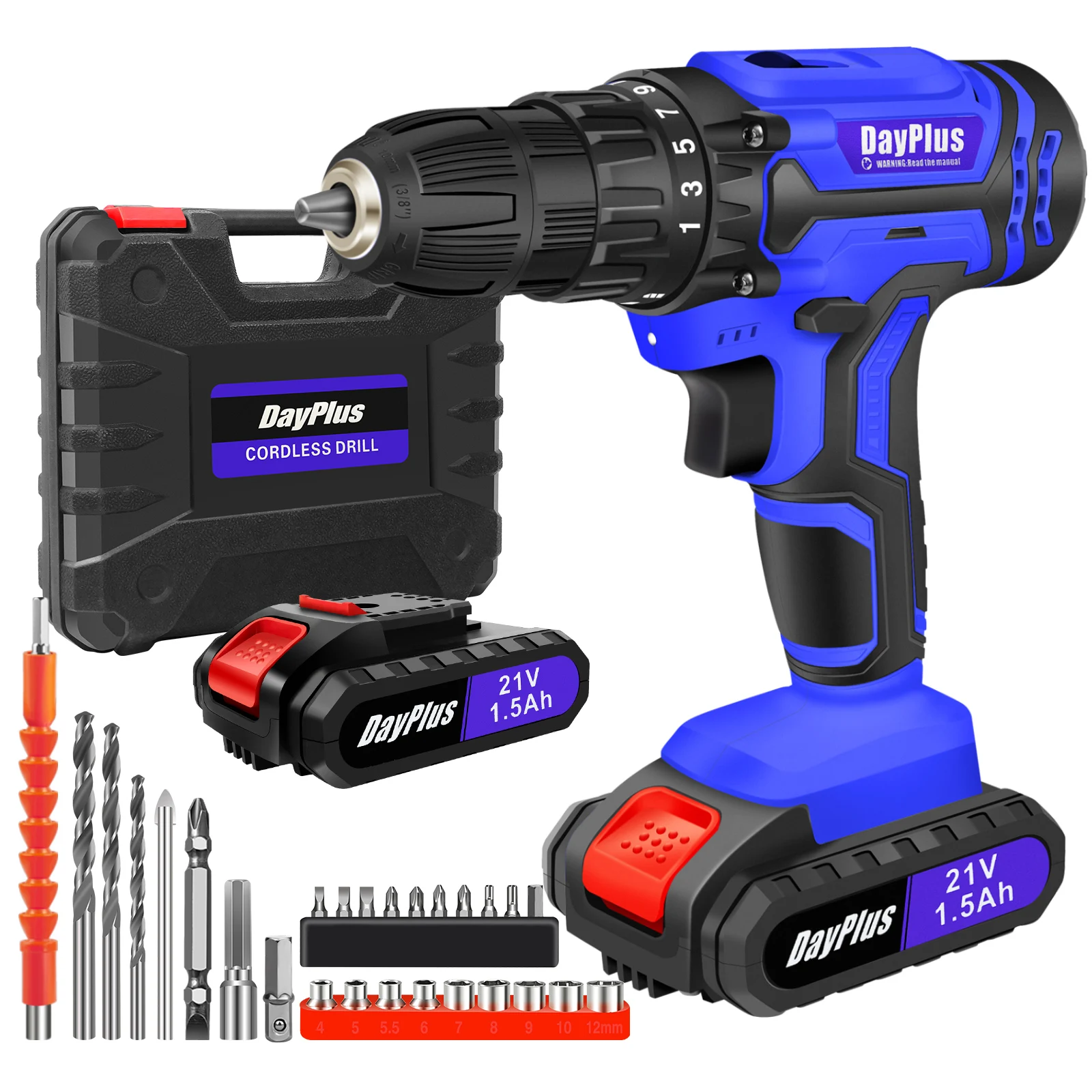 21V Cordless Drill,Electric Screwdriver Tools Kit with 25+1 Torque Setting,2 Variable Speed,29PCS Accessories,LED Work Light image 3