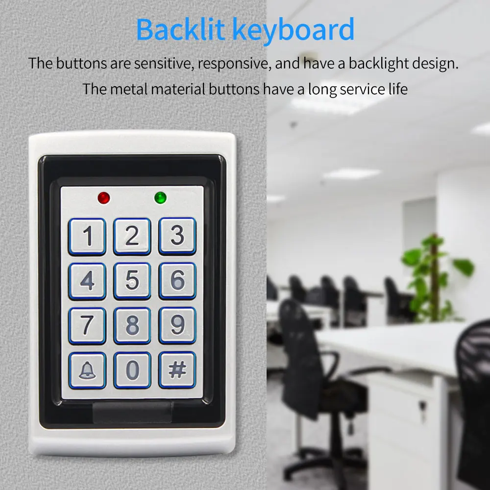 Metal Rfid Access Controller Keypad 1000User/2000user 125KHz Card Reader Keyboard Key Fobs Door Access Control System Wiegand 26