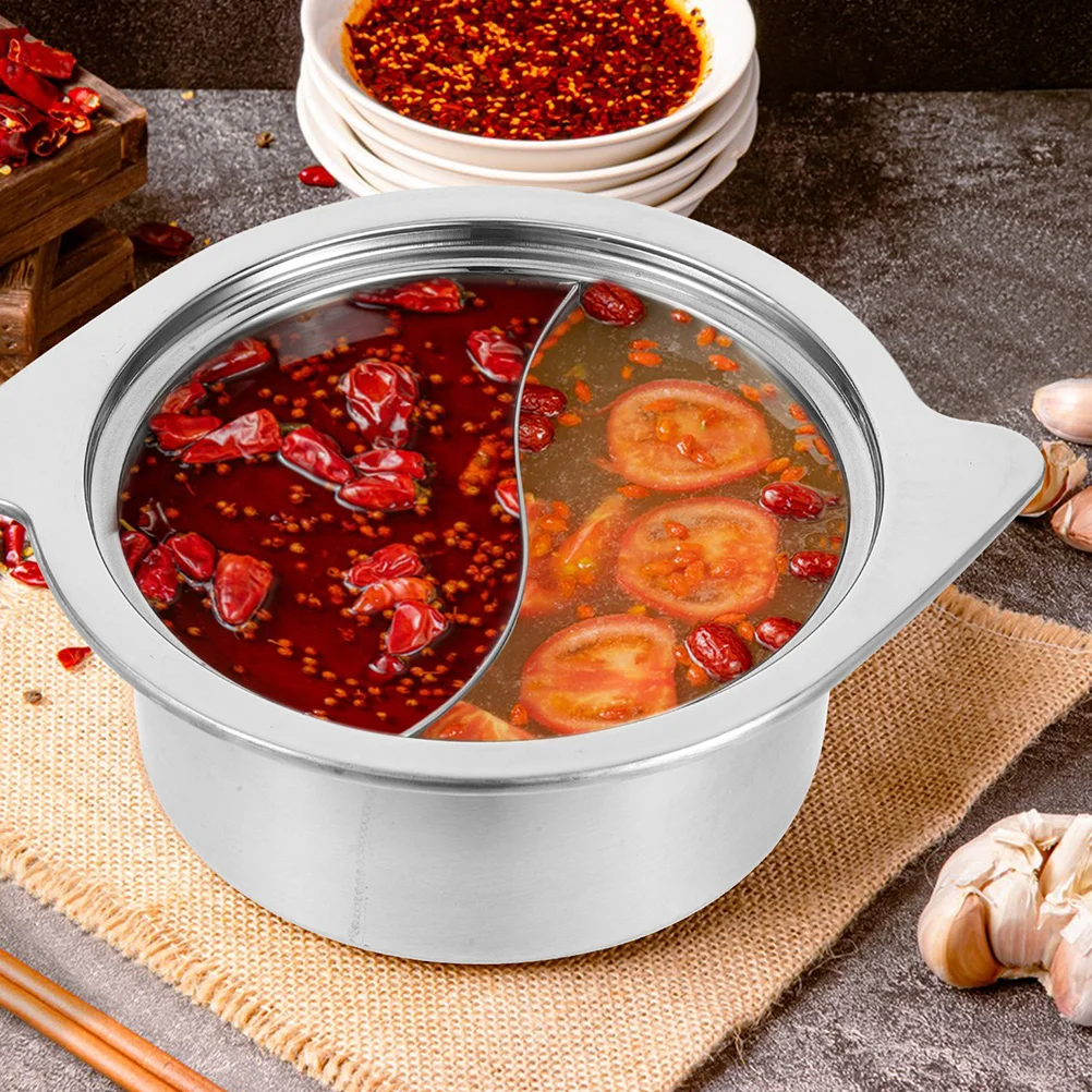 

1 set Stainless M Hot Dual Duck Hot Pot Non Stick Stainless Steel Pan Set Sauce Pot Divider Japanese Cookware