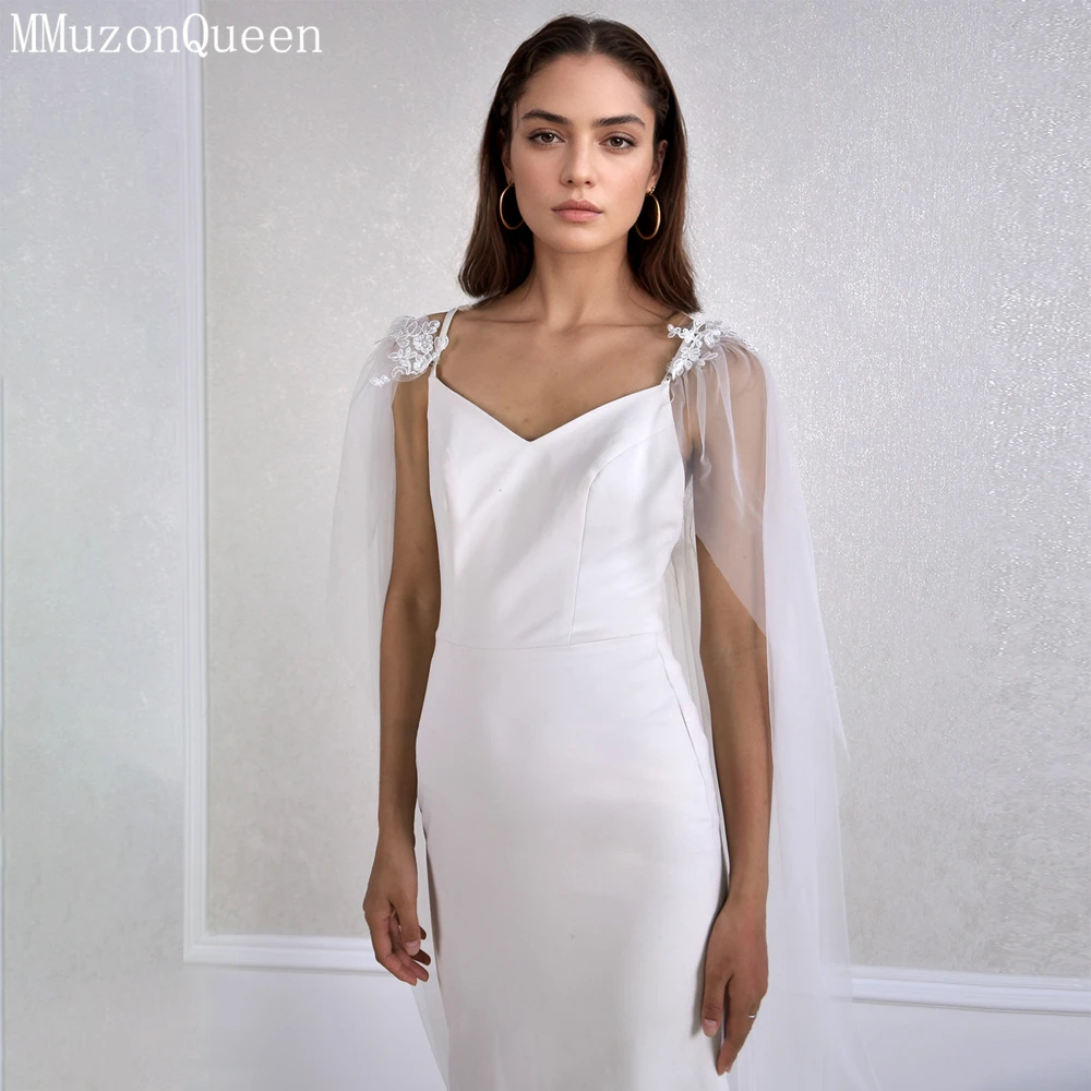 MMQ MG56 Gentle Shawl Embroidery Long White Little Fresh Bridal Veil Temperament All-Match Photo Dress private custom