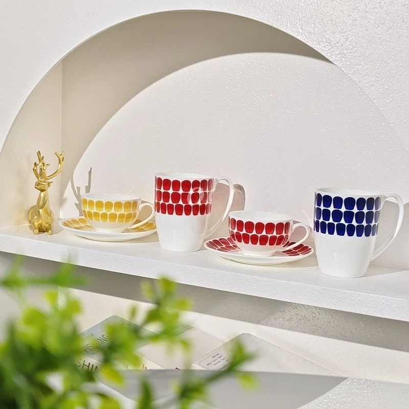 Coffee Cup and Tea Cup with Saucer Bone China Ideal for Afternoon Tea Daily Use and Home Table Decoration