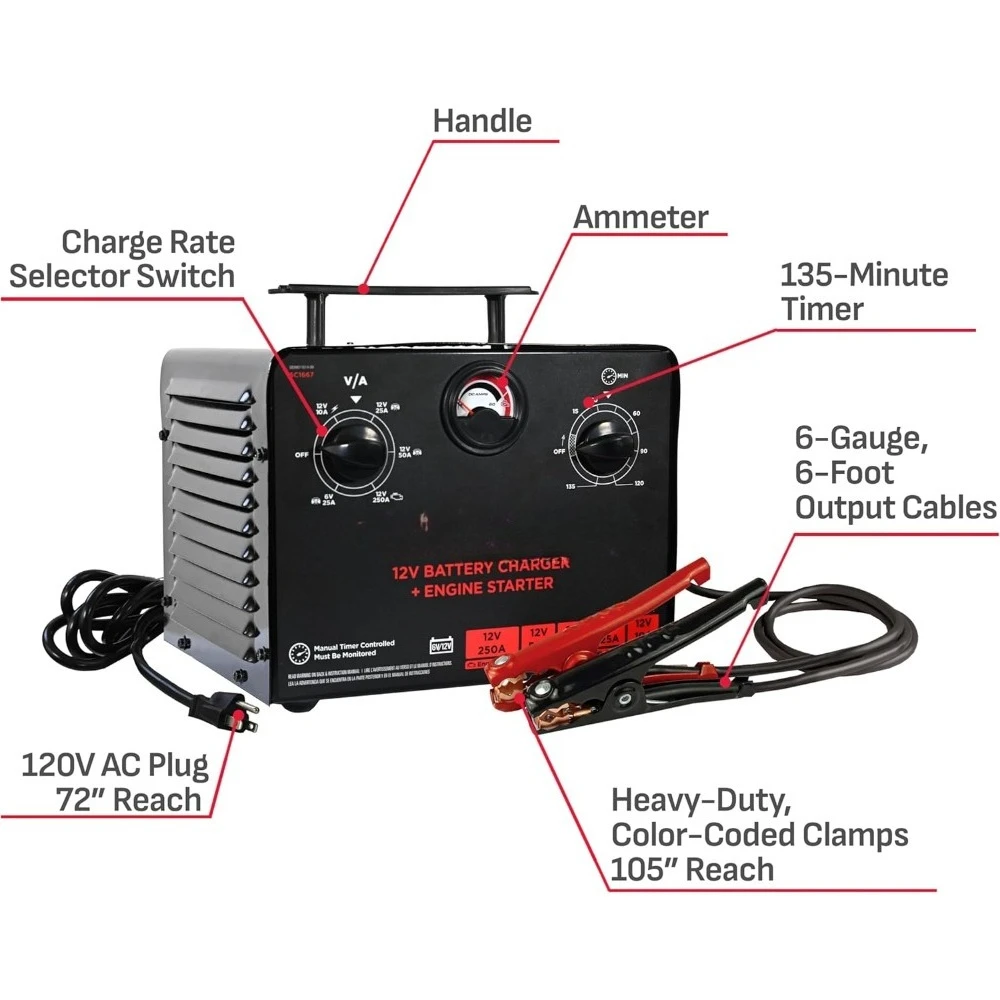 الأدوات والمعدات.6 فولت/12 فولت شاحن بطارية يتم التحكم فيه بالوقت ومبتدئ المحرك - شاحن يتم التحكم فيه بدقة مع مؤقت 135 دقيقة #6