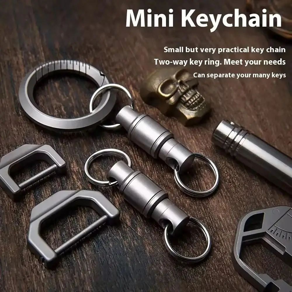 

1Pcs Titanium Alloy Two Way Key Ring Lightweight Rust Resistant Quick Release Keyring Detachable Multifunctional EDC Tool
