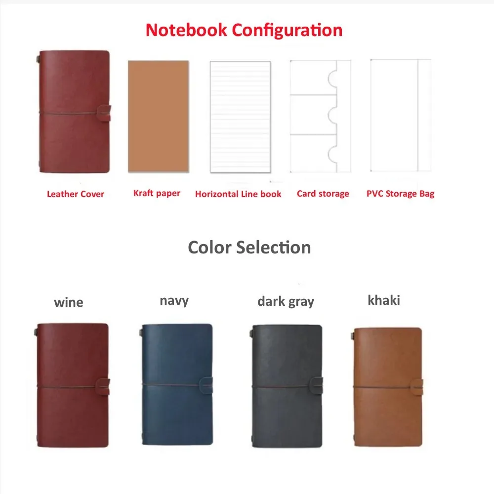 Creative Notebook Travel Ledger A6 Loose-leaf Simple Diary Retro Portable Ledger Vintage Journal Notebook Students Stationery