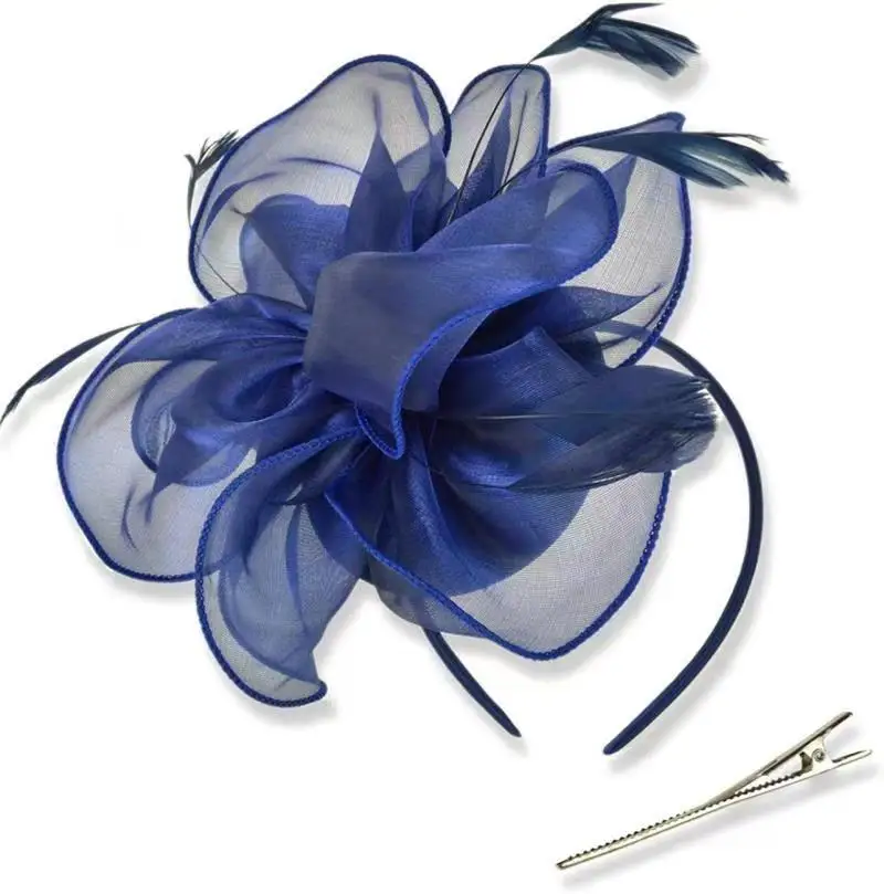 

Elegant Ladies Mini Flower Mesh Fascinator Hairbands Hair Clip Cocktail Horse Race Royal Party Women Mini Gauze Fascinator Hat